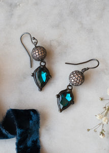 Teal Crystal Drop Earrings by Atelier 363, photo a