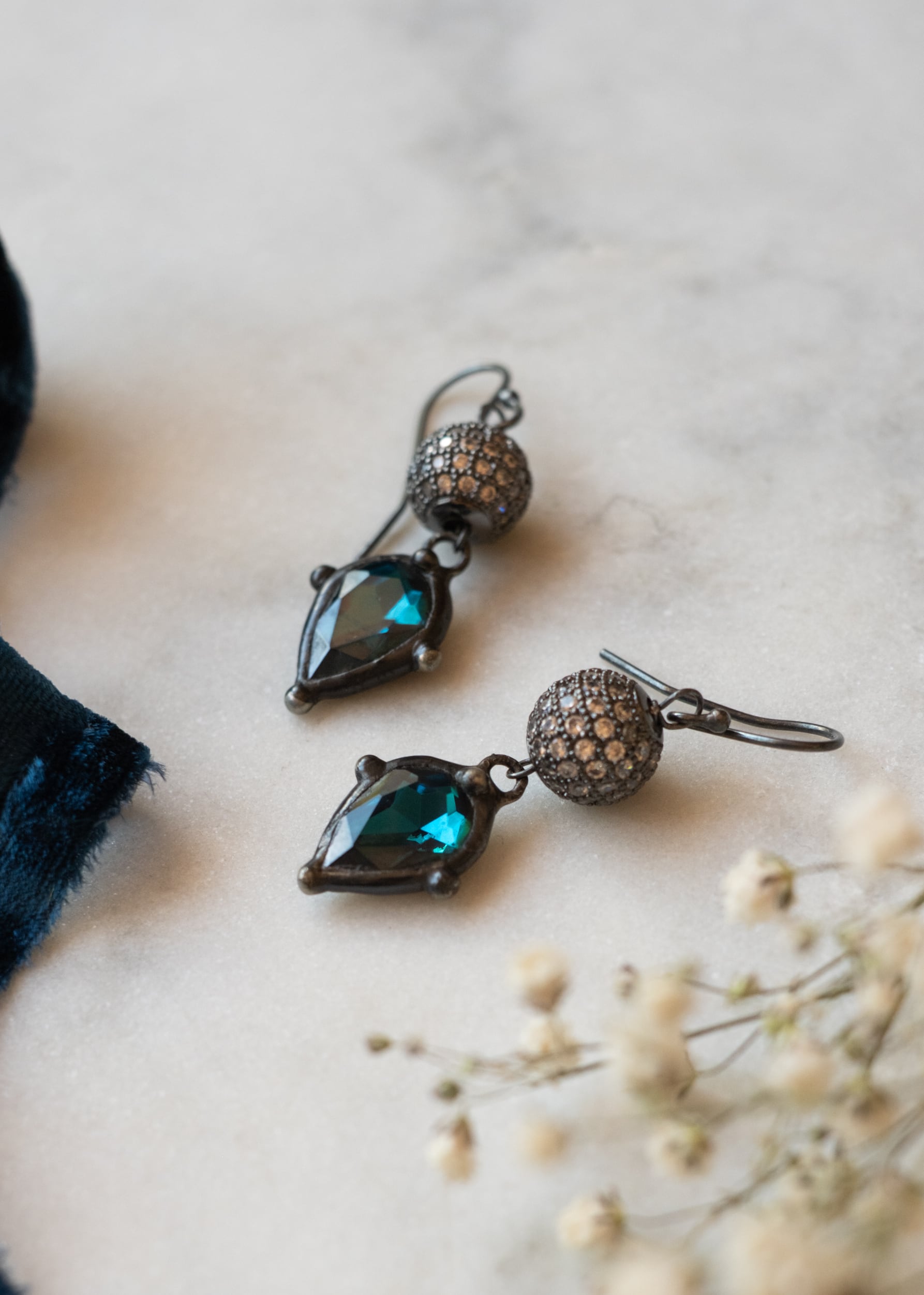 Teal Crystal Drop Earrings by Atelier 363, photo b