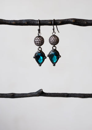 Teal Crystal Drop Earrings by Atelier 363, photo d