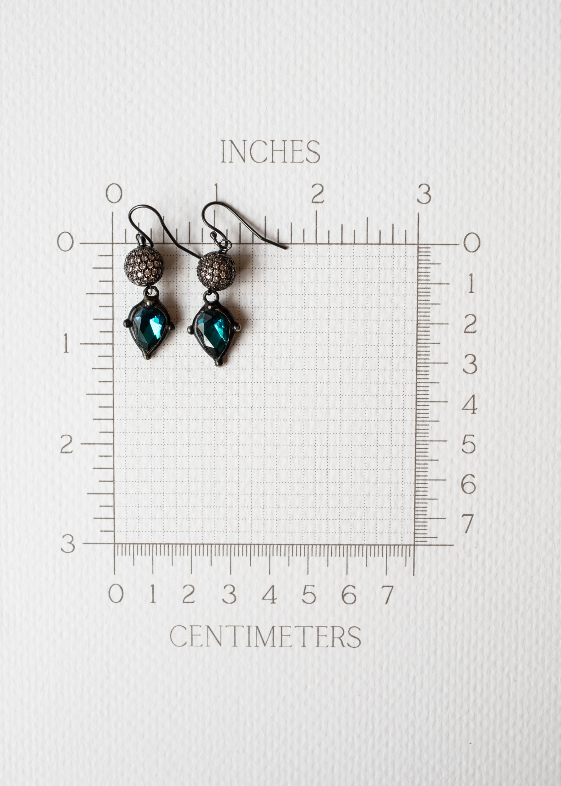 Teal Crystal Drop Earrings by Atelier 363, photo e