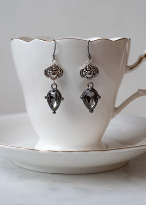Graphite Crystal Drop Earrings by Atelier 363, photo d