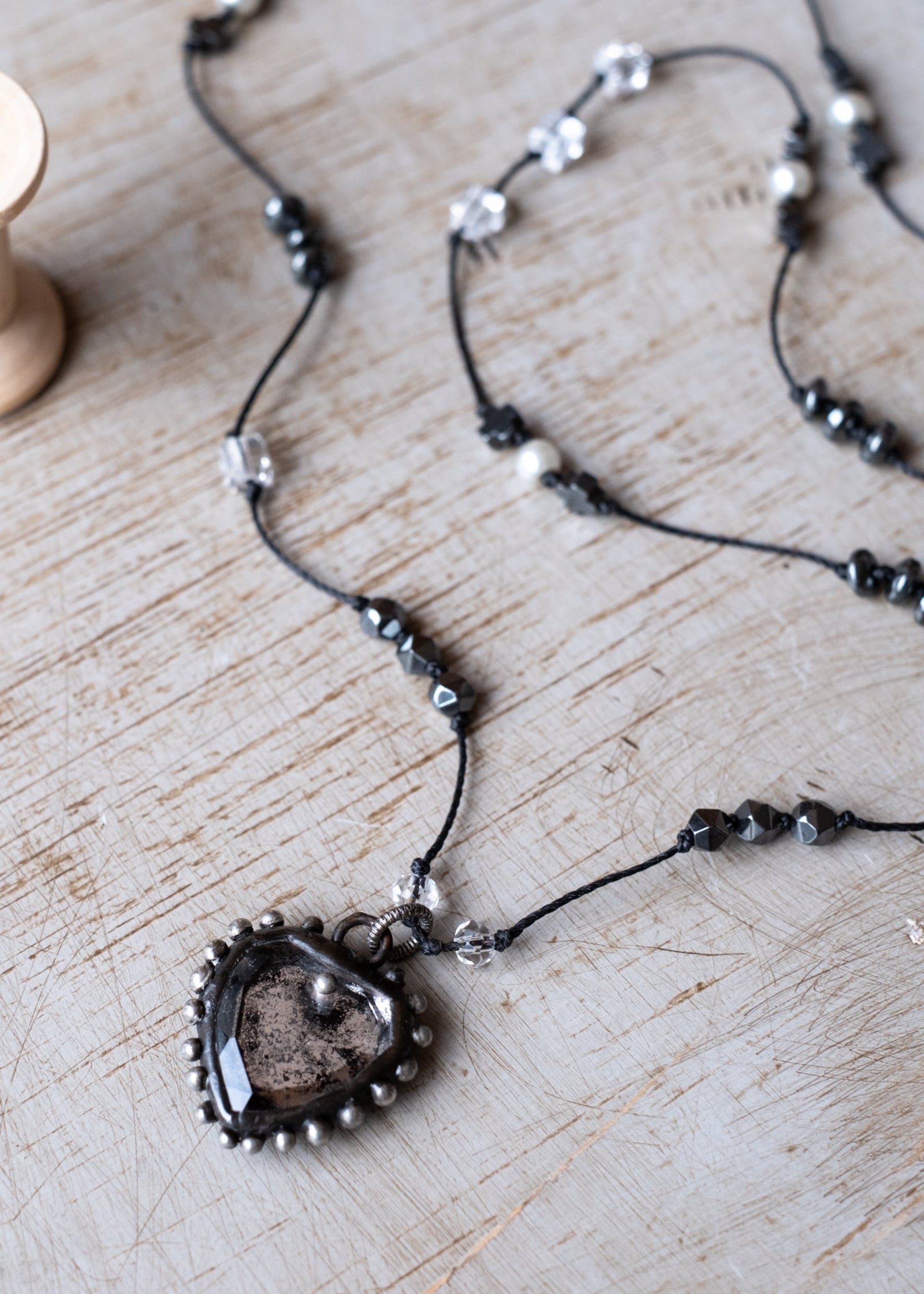 Vintage Mirror Heart Necklace