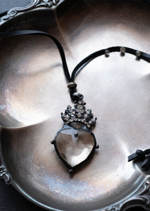 Crowned Crystal Heart Leather Necklace by Atelier 363, photo a