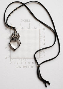Crowned Crystal Heart Leather Necklace by Atelier 363, photo e