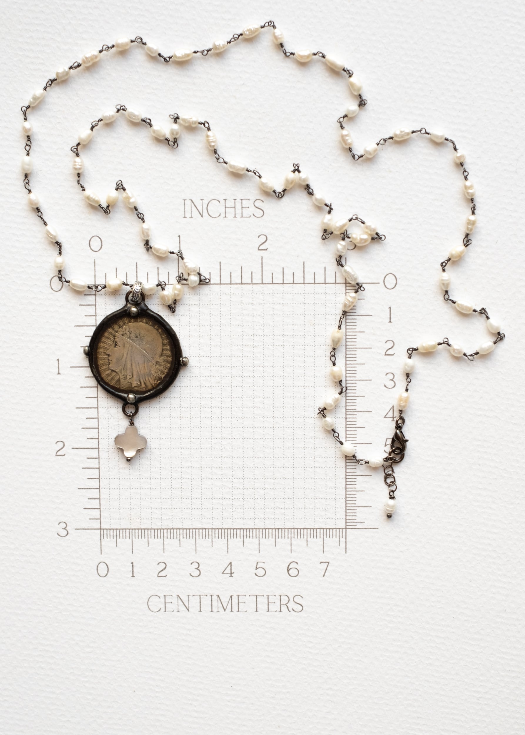 Radiant Madonna Pearl Medallion Necklace by Atelier 363, photo f