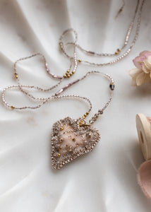 Powder Pink Velvet Heart Necklace by Atelier 363, photo a