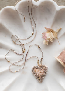 Powder Pink Velvet Heart Necklace by Atelier 363, photo b