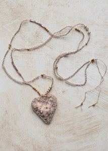 Powder Pink Velvet Heart Necklace by Atelier 363, photo c