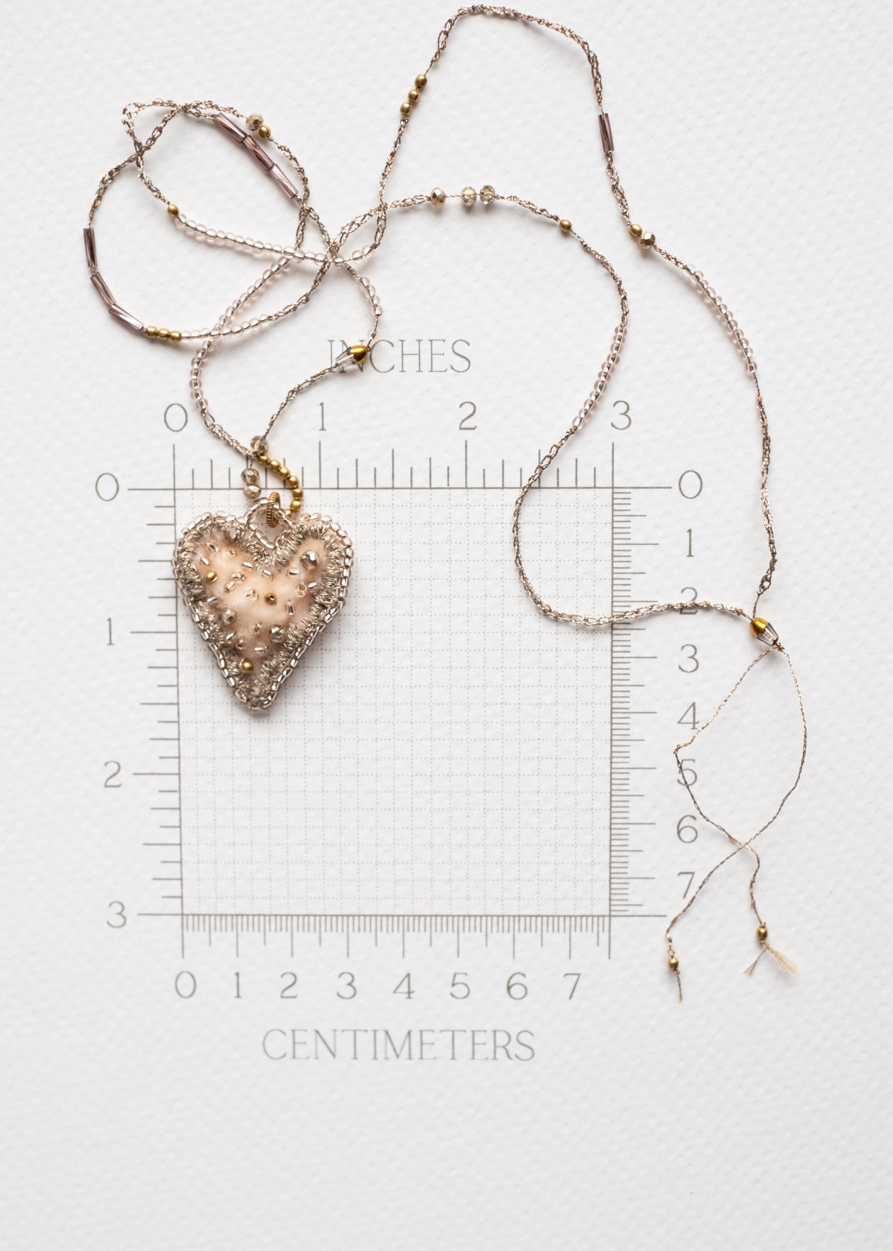 Powder Pink Velvet Heart Necklace by Atelier 363, photo e
