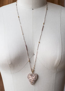 Powder Pink Velvet Heart Necklace by Atelier 363, photo f