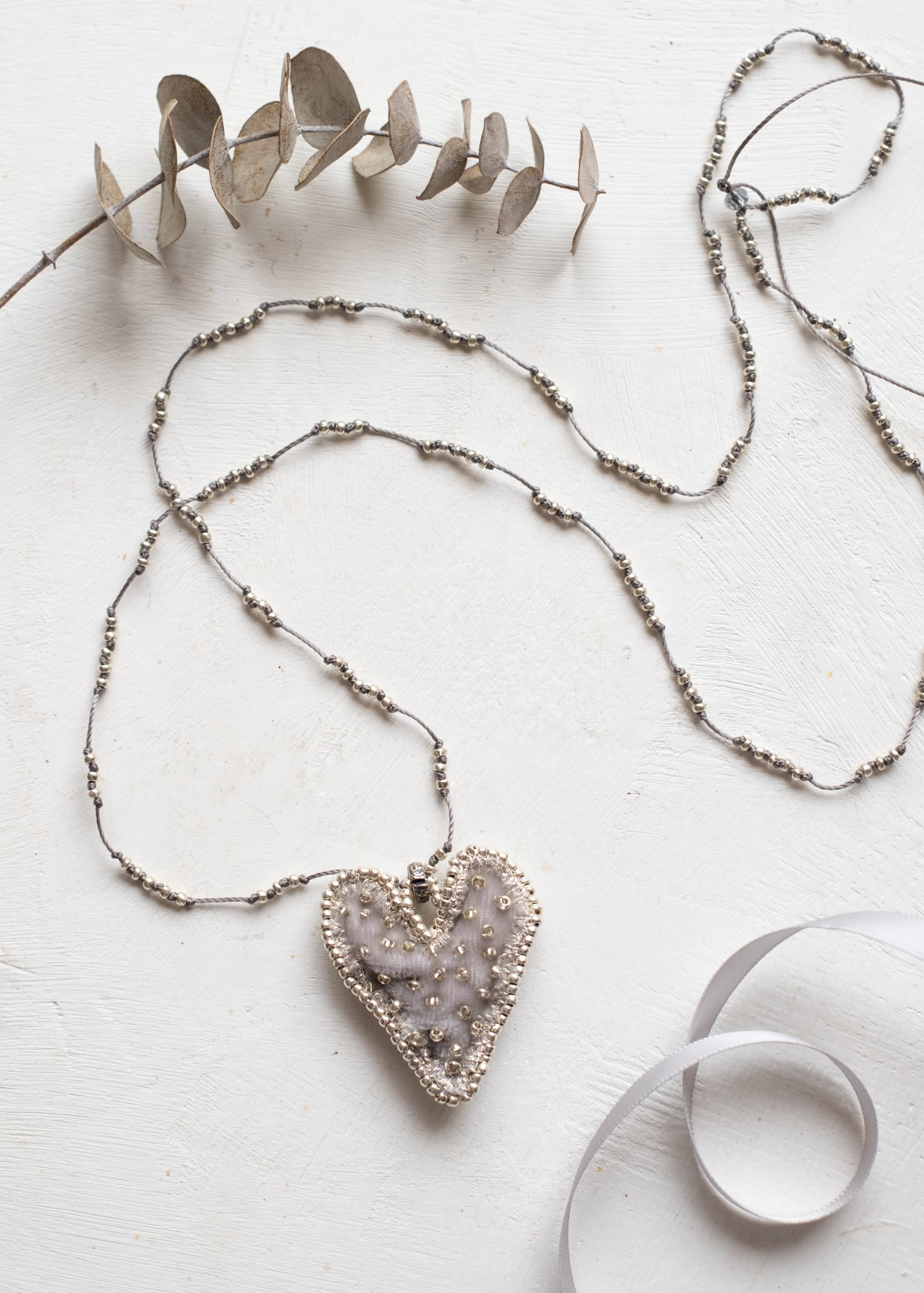 Silver Blossom Velvet Heart Necklace by Atelier 363, photo c