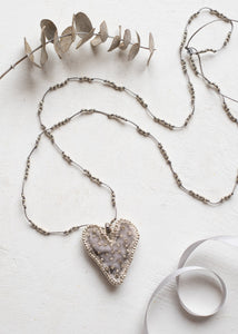 Silver Blossom Velvet Heart Necklace by Atelier 363, photo c