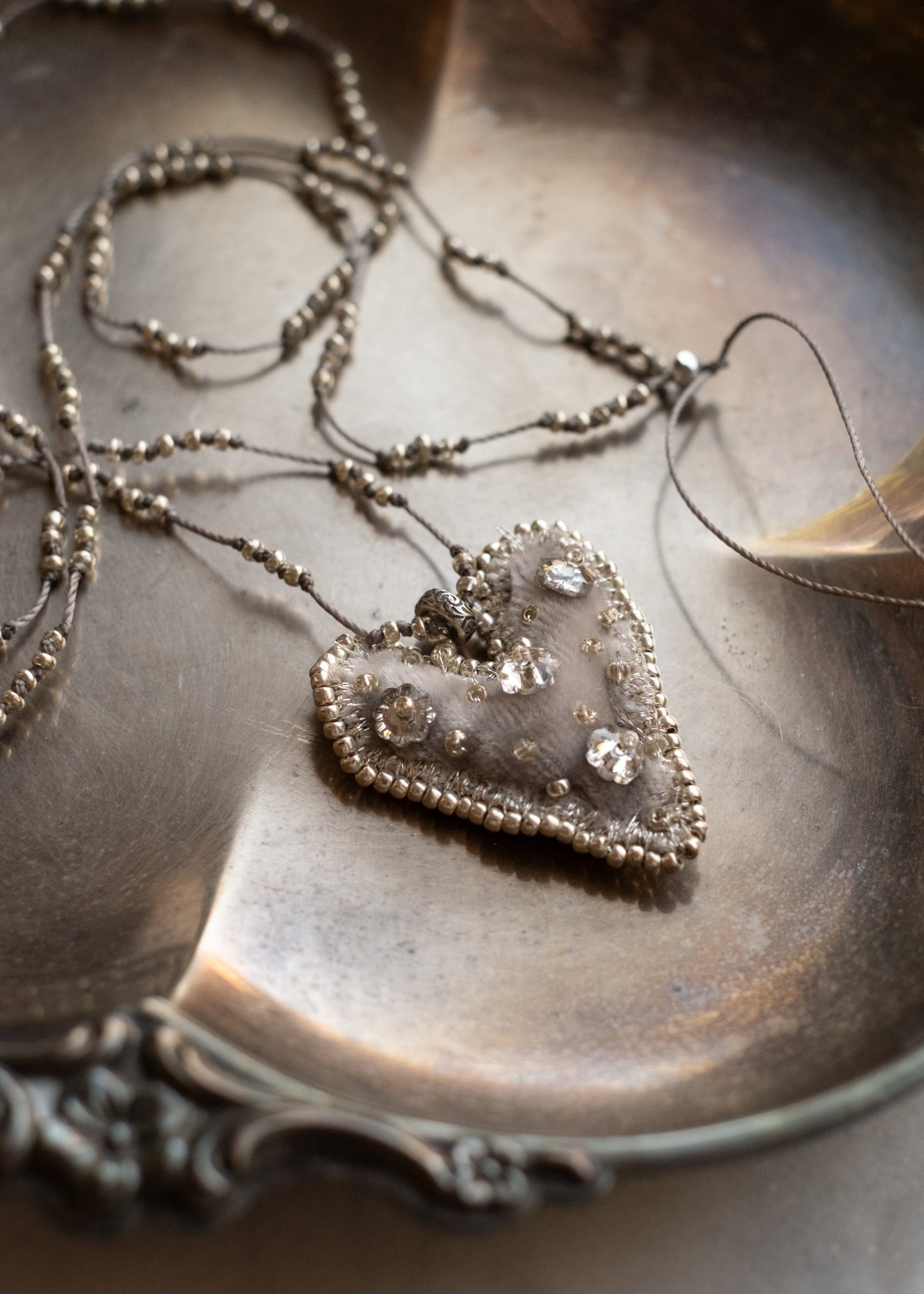 Silver Blossom Velvet Heart Necklace by Atelier 363, photo g