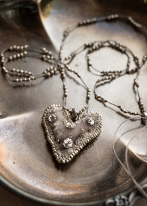 Silver Blossom Velvet Heart Necklace by Atelier 363, photo h