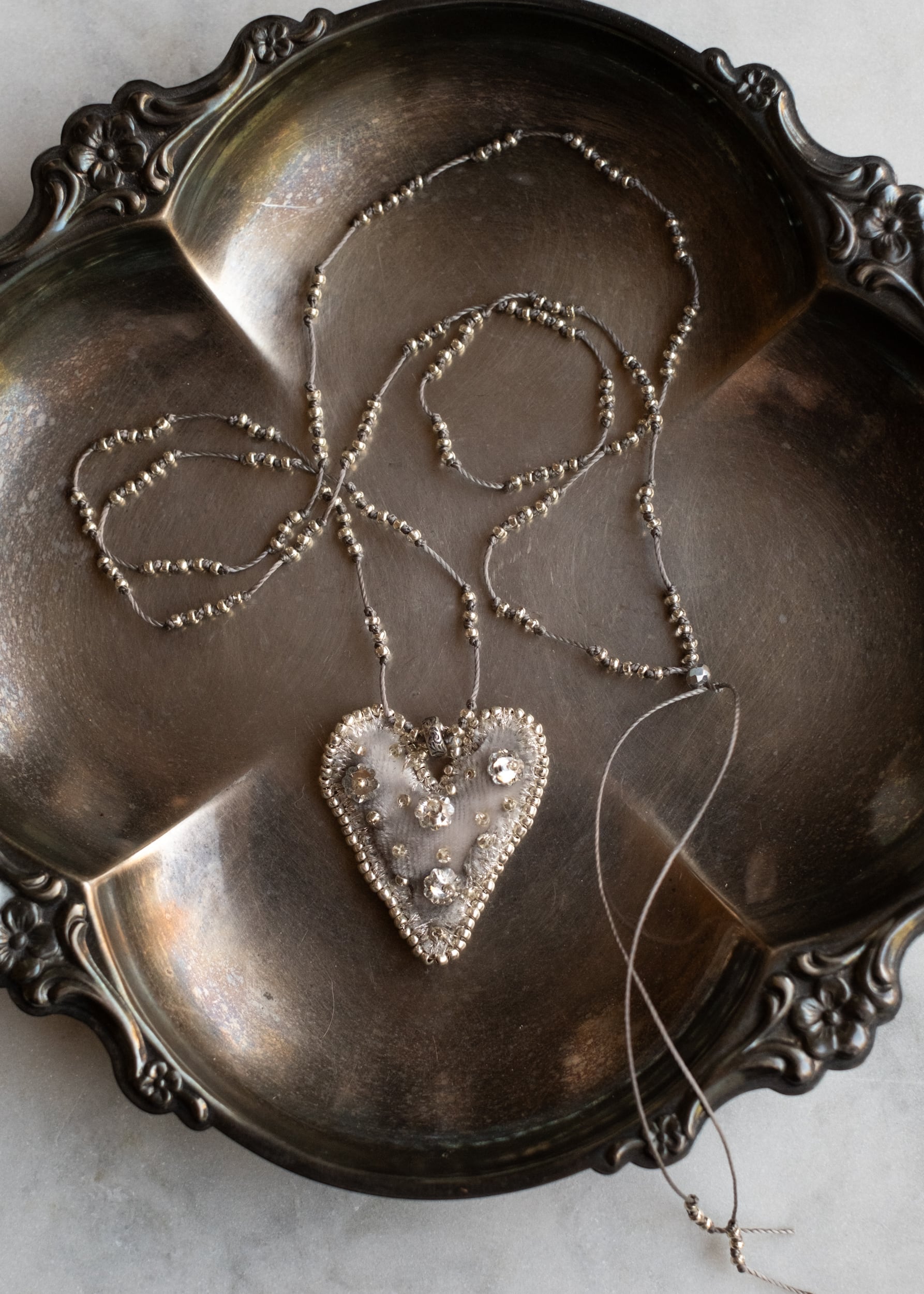 Silver Blossom Velvet Heart Necklace by Atelier 363, photo j