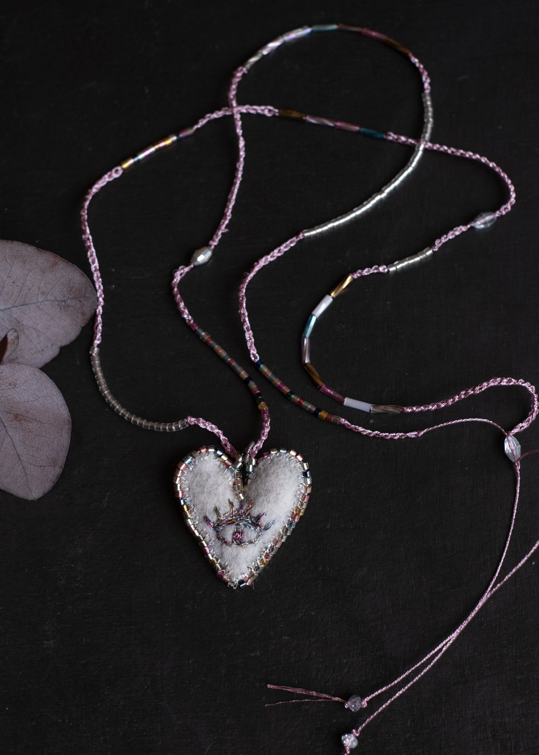 Rainbow Eye Felt Heart Necklace by Atelier 363, photo c