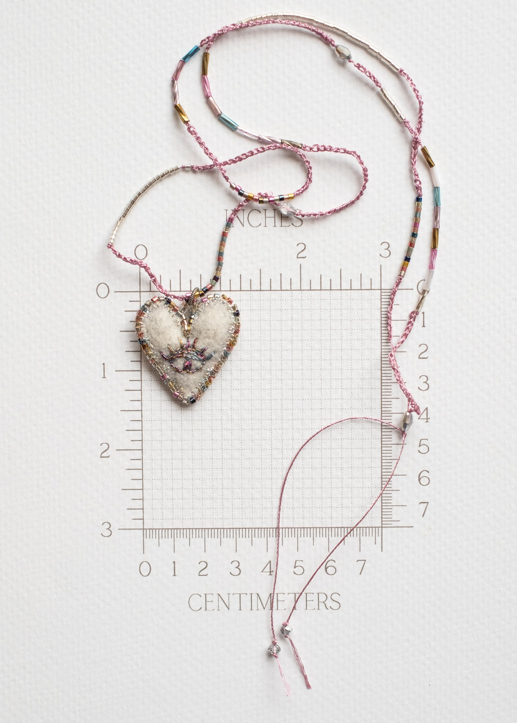 Rainbow Eye Felt Heart Necklace by Atelier 363, photo e