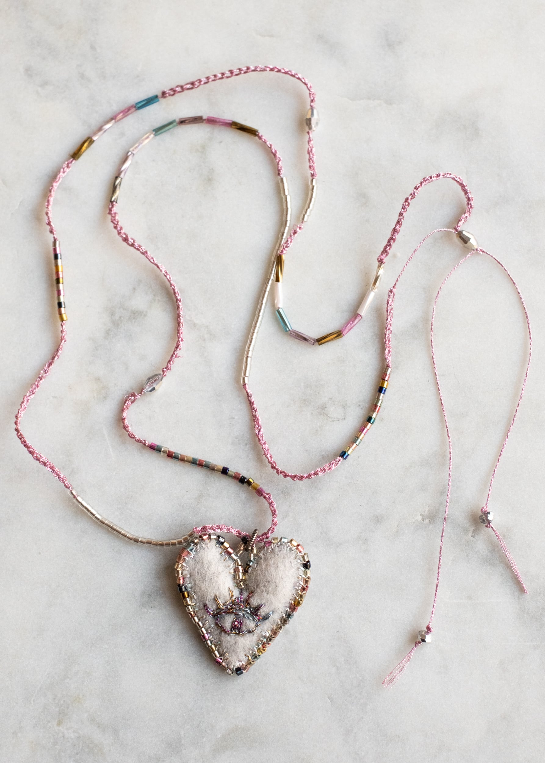 Rainbow Eye Felt Heart Necklace by Atelier 363, photo f
