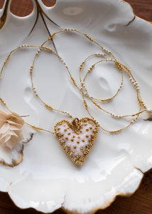 Cream and Gold Velvet Heart Necklace by Atelier 363, photo a