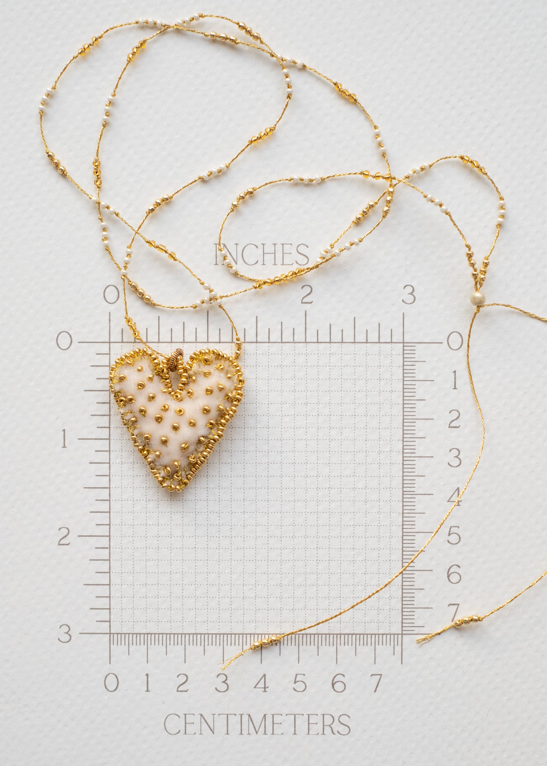 Cream and Gold Velvet Heart Necklace by Atelier 363, photo c