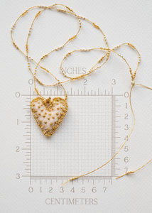 Cream and Gold Velvet Heart Necklace by Atelier 363, photo c