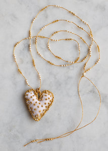 Cream and Gold Velvet Heart Necklace by Atelier 363, photo e