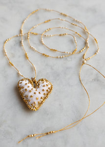 Cream and Gold Velvet Heart Necklace by Atelier 363, photo f