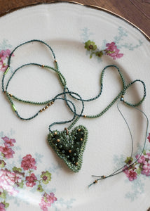 Olive Velvet Heart Necklace by Atelier 363, photo a