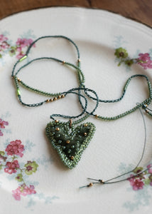 Olive Velvet Heart Necklace by Atelier 363, photo b