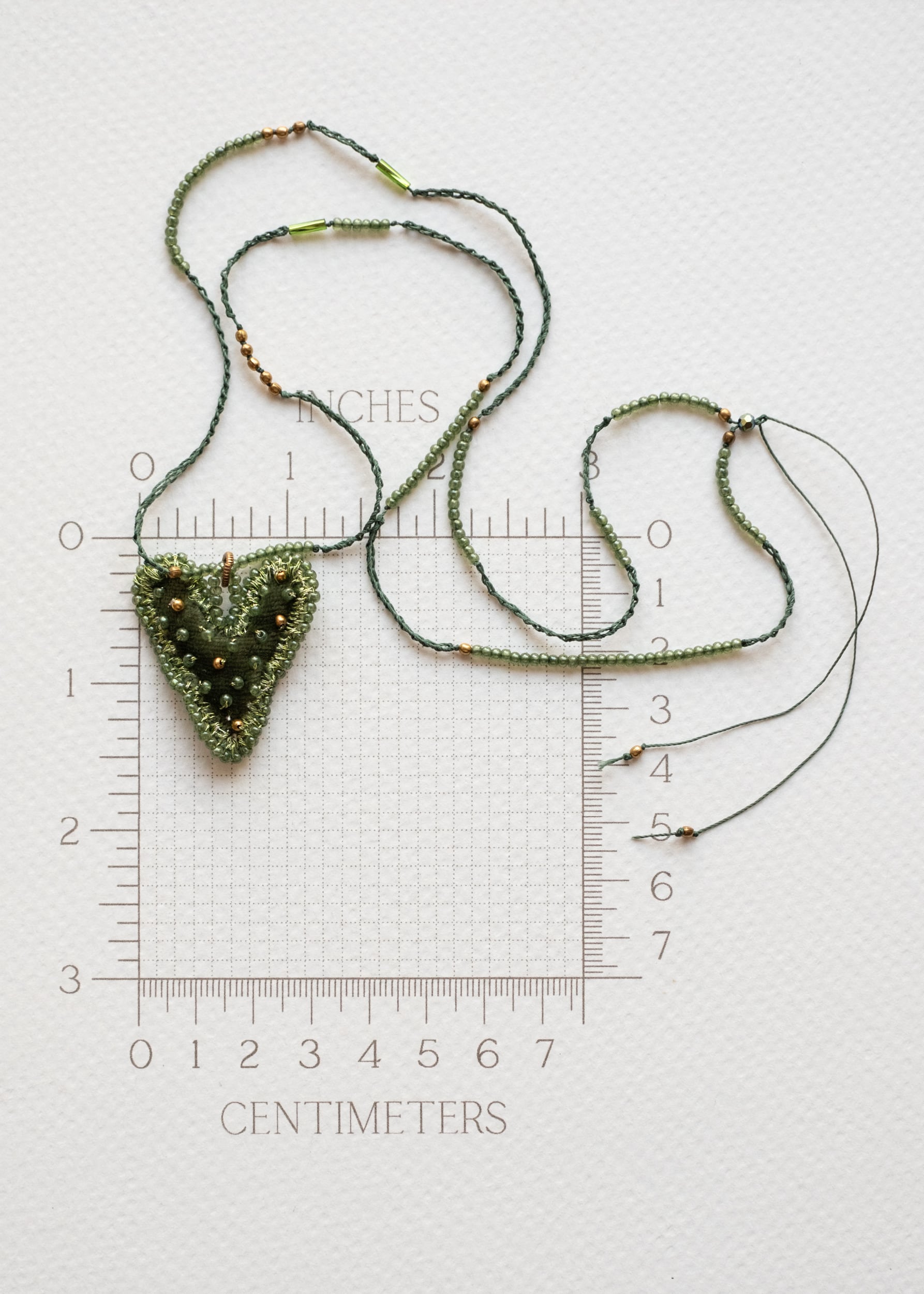 Olive Velvet Heart Necklace by Atelier 363, photo d