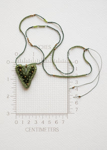 Olive Velvet Heart Necklace by Atelier 363, photo d