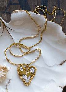 Mustard Bloom Fabric Heart Necklace by Atelier 363, photo a