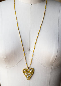 Mustard Bloom Fabric Heart Necklace by Atelier 363, photo f