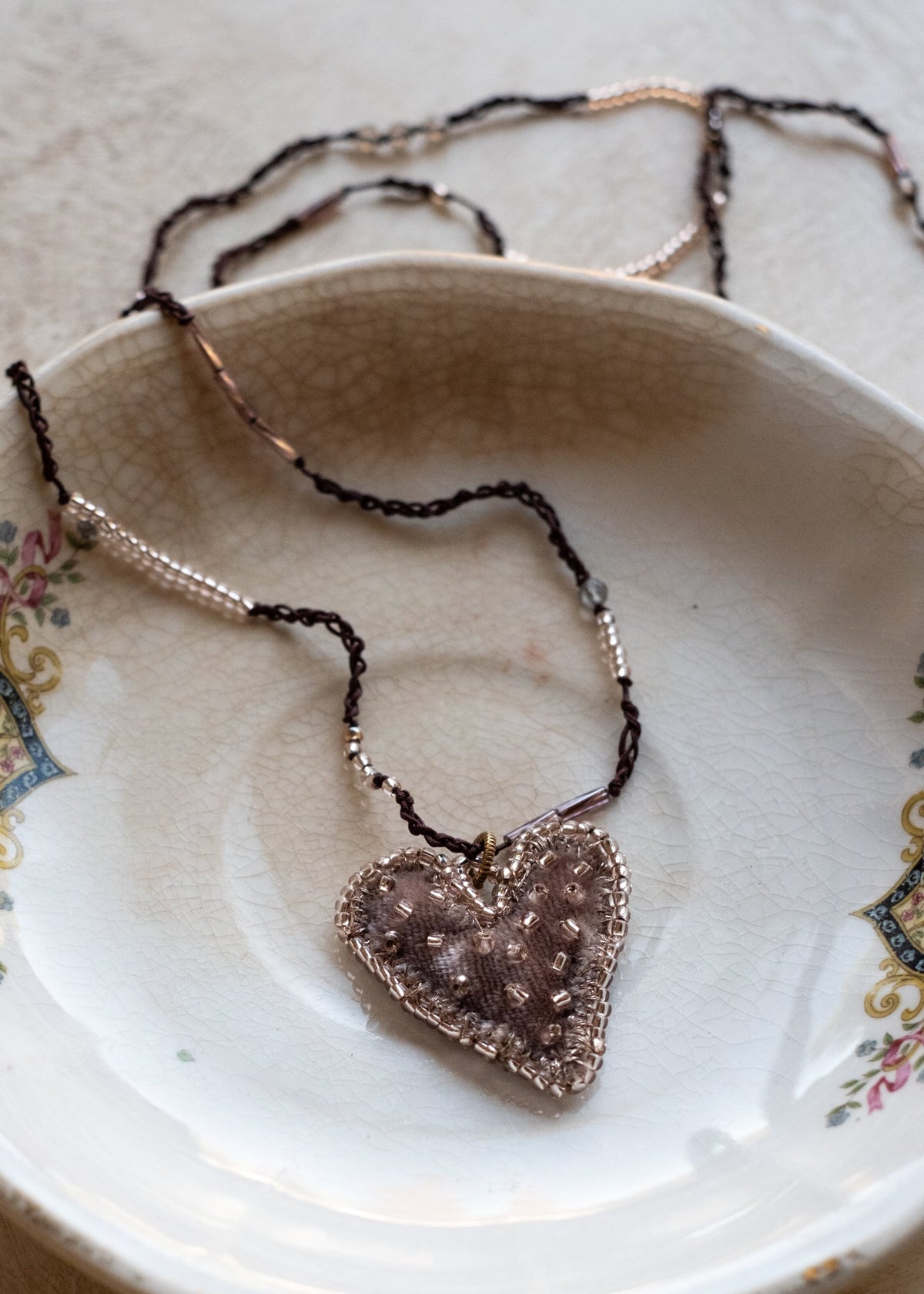 Dusty Plum Velvet Heart Necklace by Atelier 363, photo b