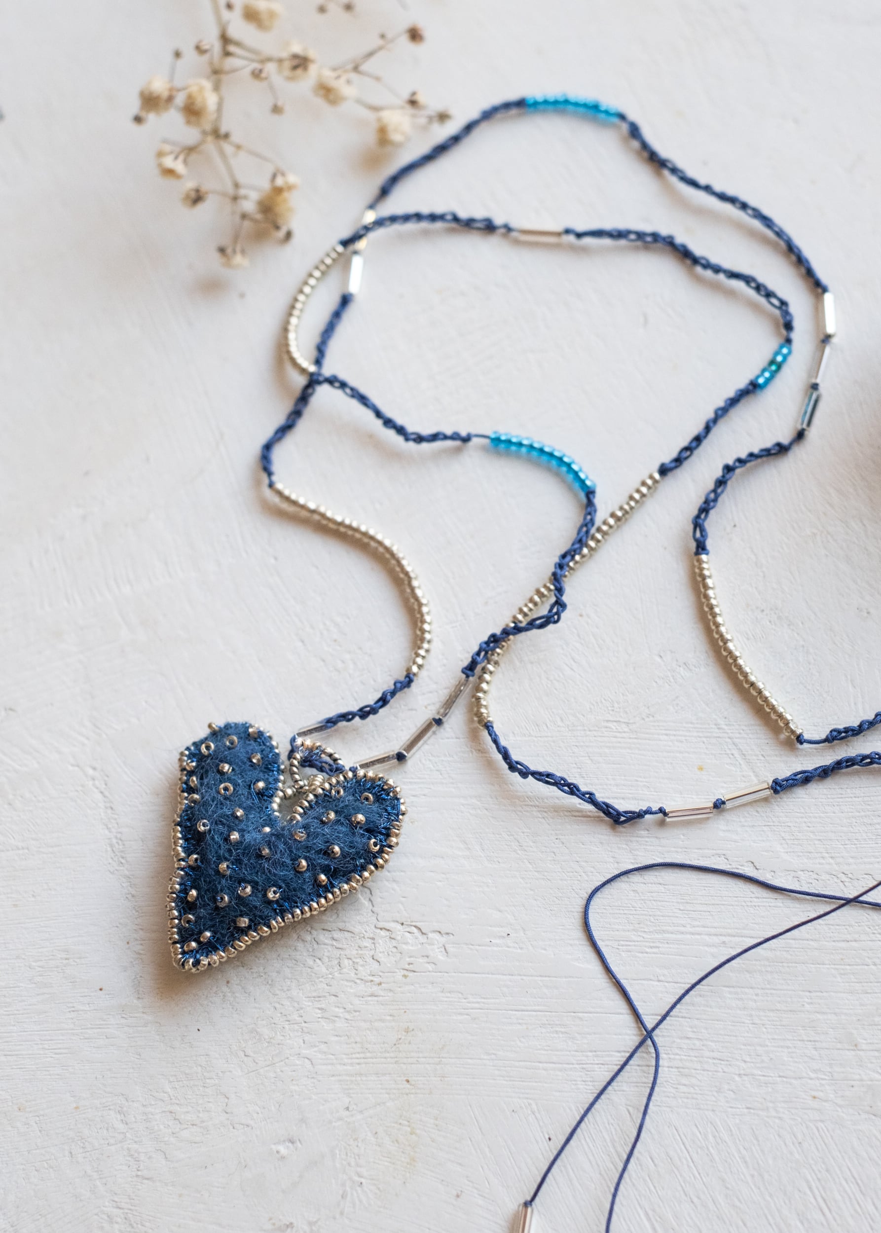 Rich Blue Felt Heart Necklace by Atelier 363, photo b