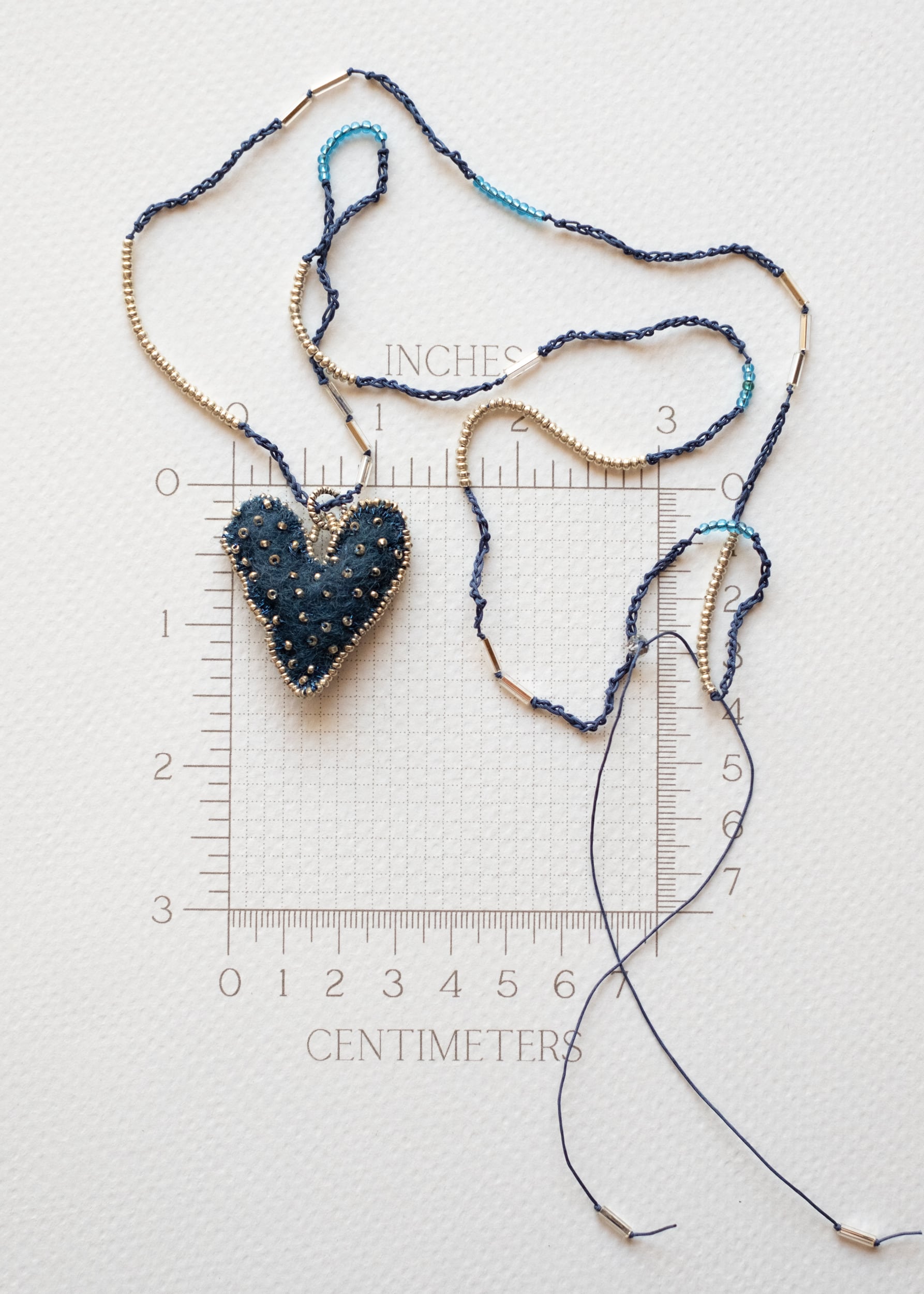 Rich Blue Felt Heart Necklace by Atelier 363, photo e