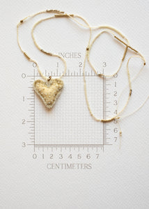 Pearl Cream Velvet Heart Necklace by Atelier 363, photo f