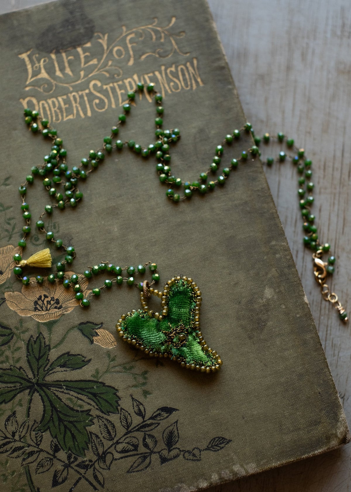 Emerald Eye Velvet Heart Necklace by Atelier 363, photo a