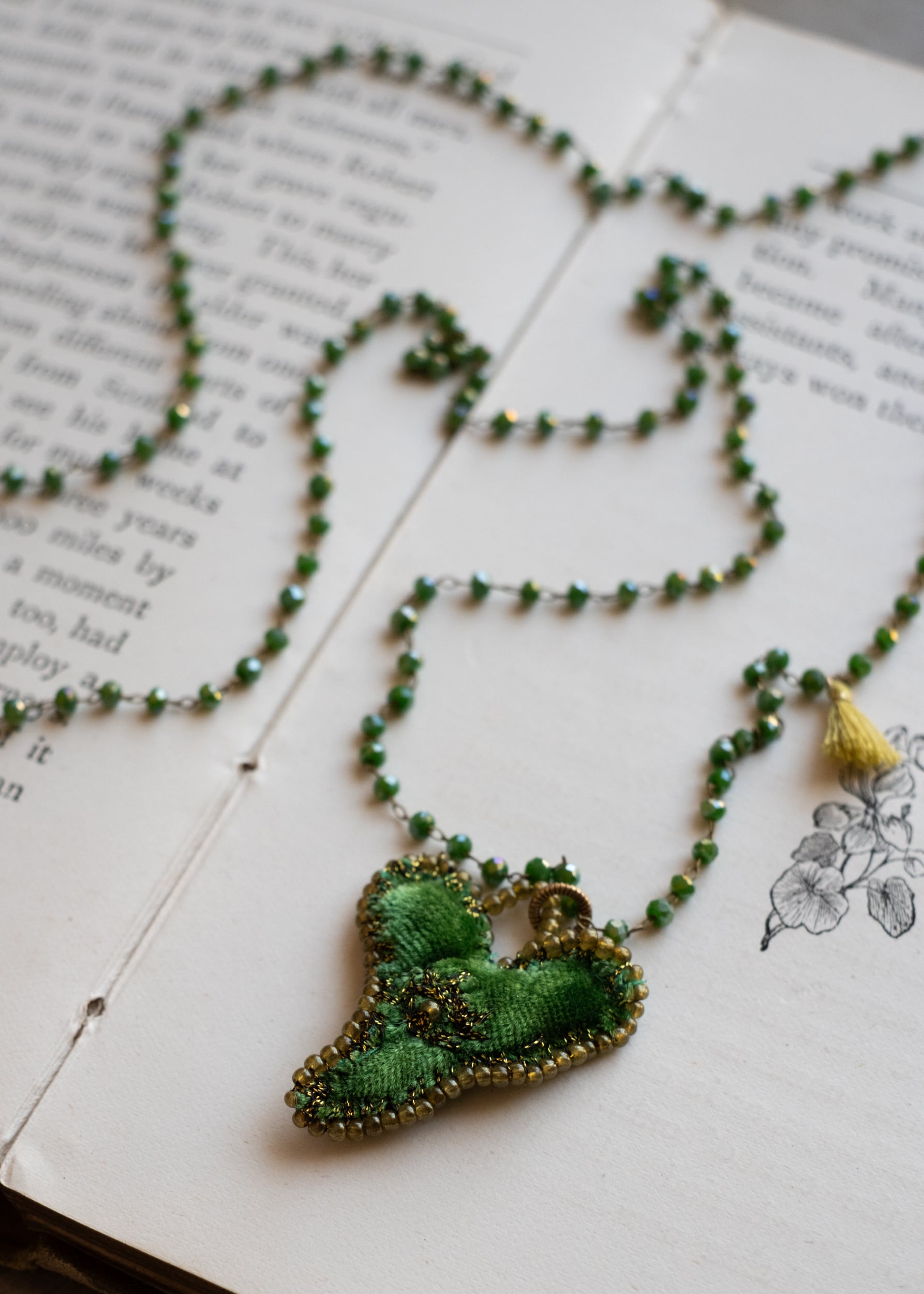 Emerald Eye Velvet Heart Necklace by Atelier 363, photo b