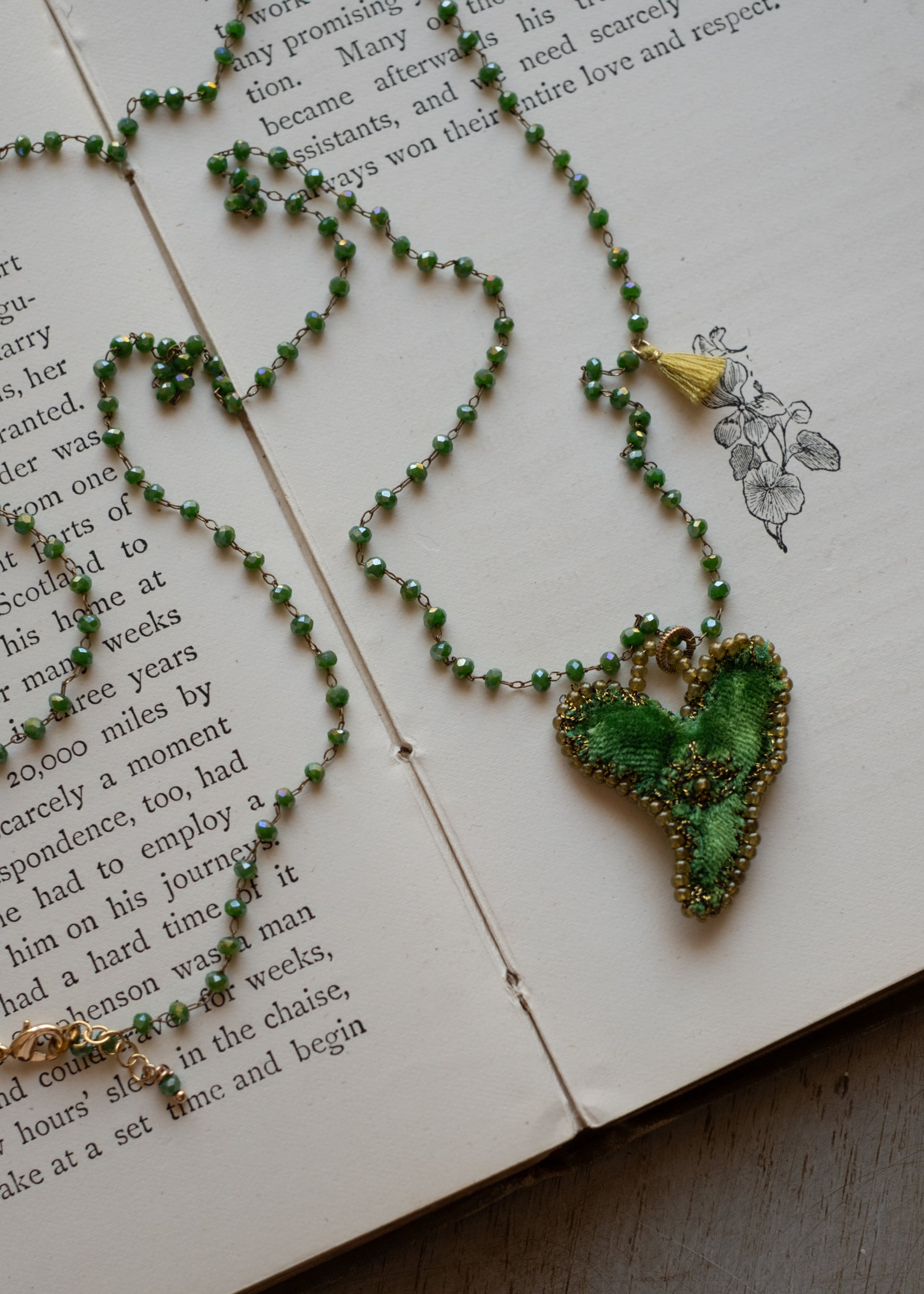 Emerald Eye Velvet Heart Necklace by Atelier 363, photo c