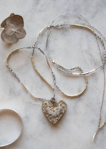 Petite Silver Gray Felt Heart Necklace by Atelier 363, photo a