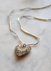 Petite Silver Gray Felt Heart Necklace by Atelier 363, photo c