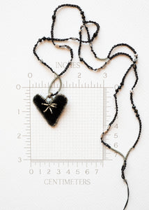 Black Velvet and Mercury Glass Heart Necklace by Atelier 363, photo e