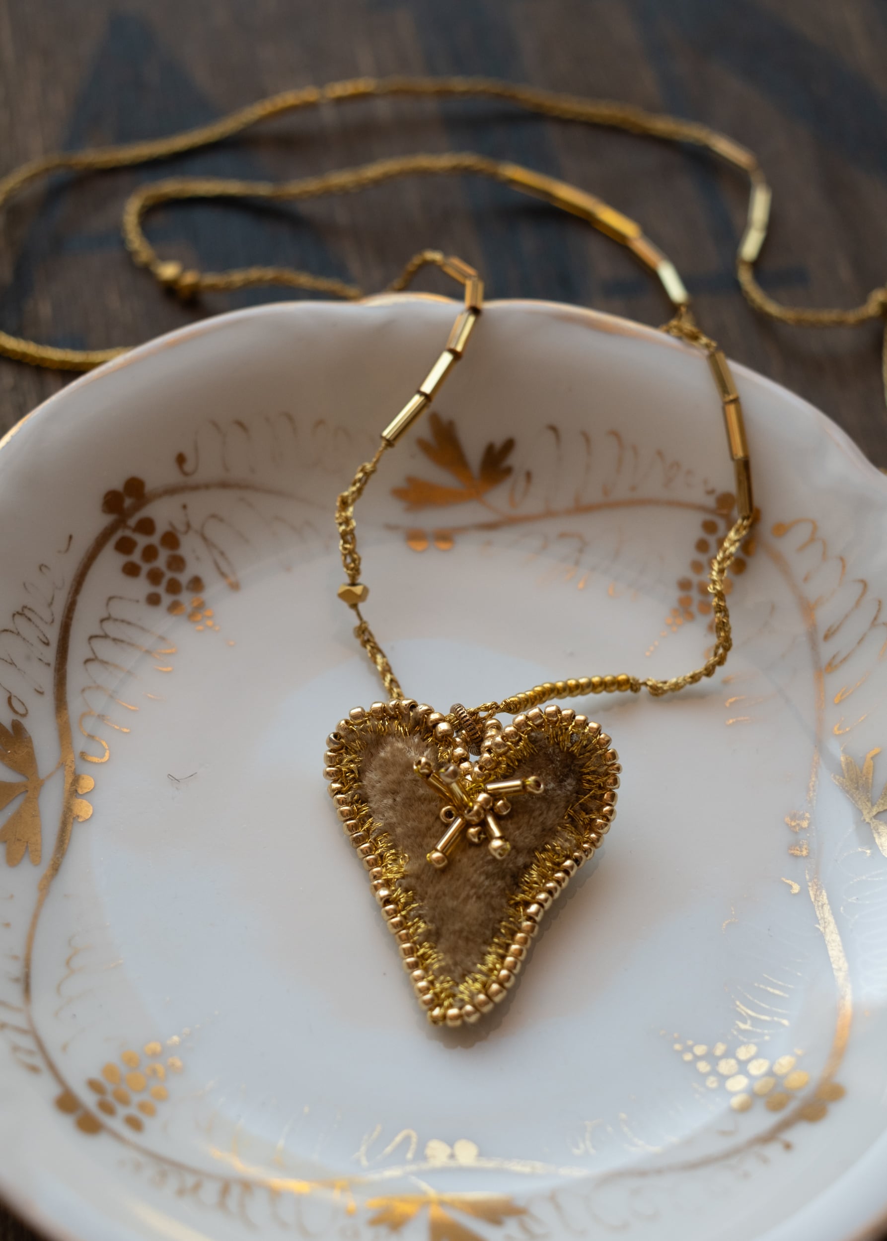 Honey Gold Velvet Heart Necklace by Atelier 363, photo b