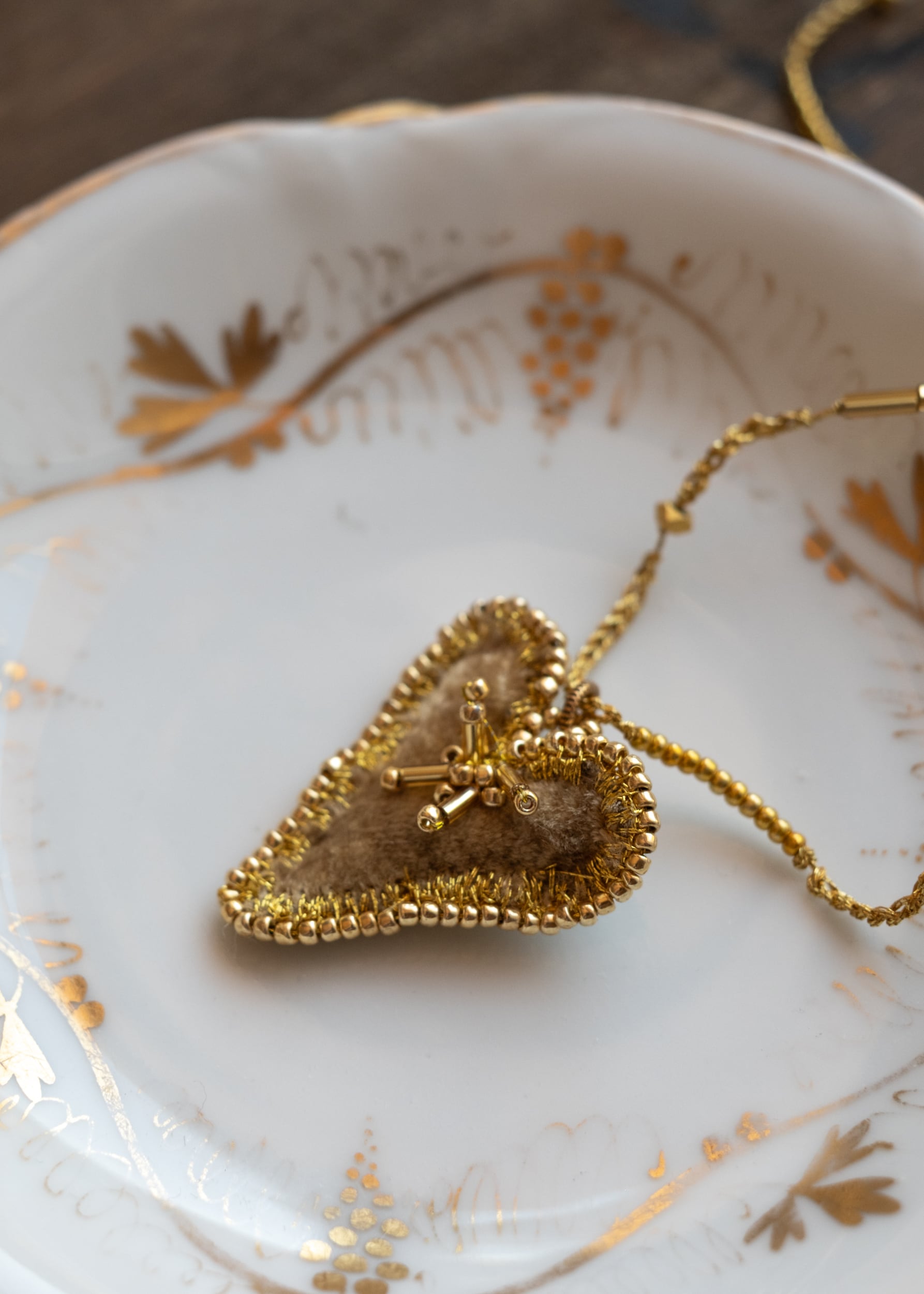 Honey Gold Velvet Heart Necklace by Atelier 363, photo c