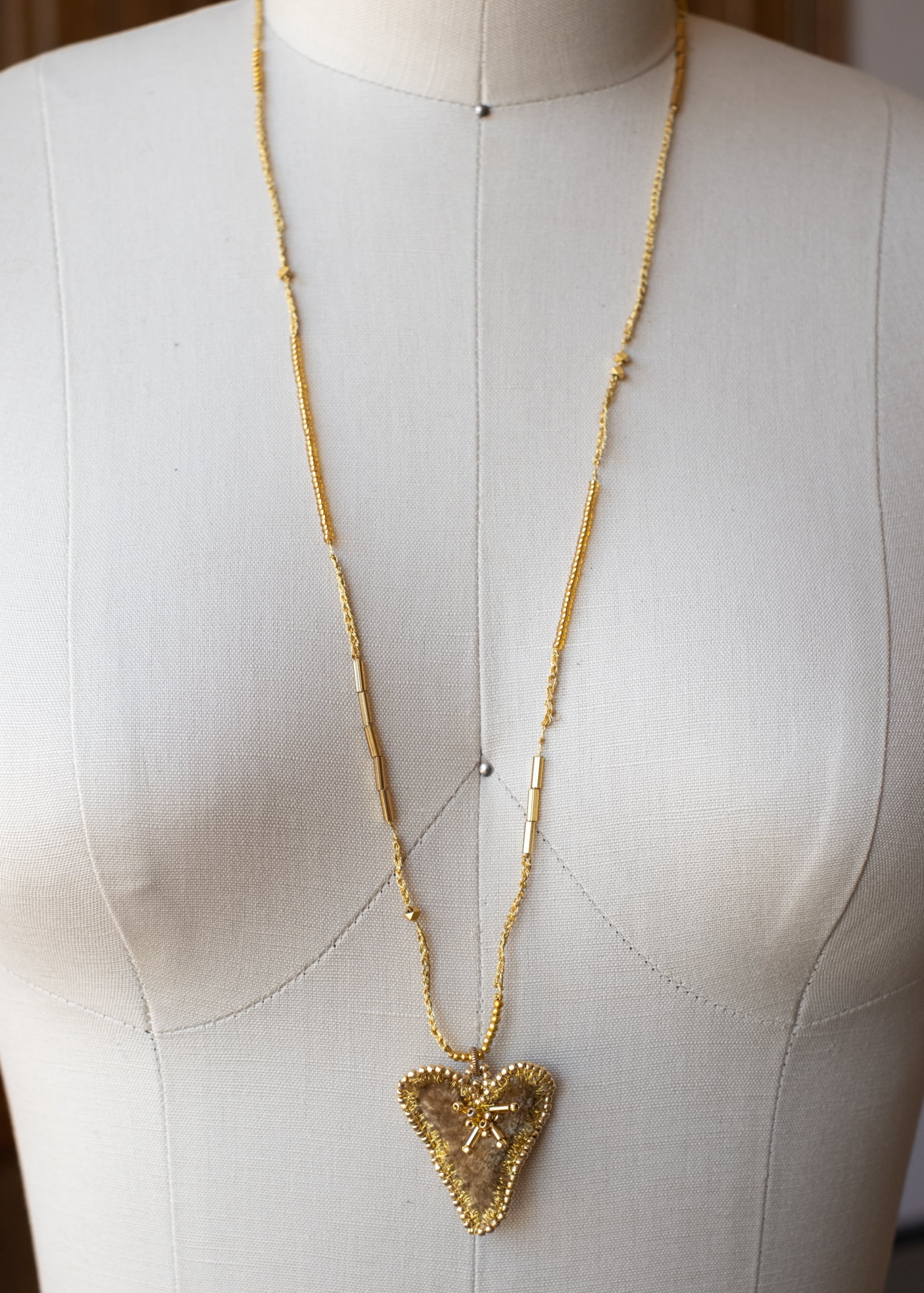 Honey Gold Velvet Heart Necklace by Atelier 363, photo e