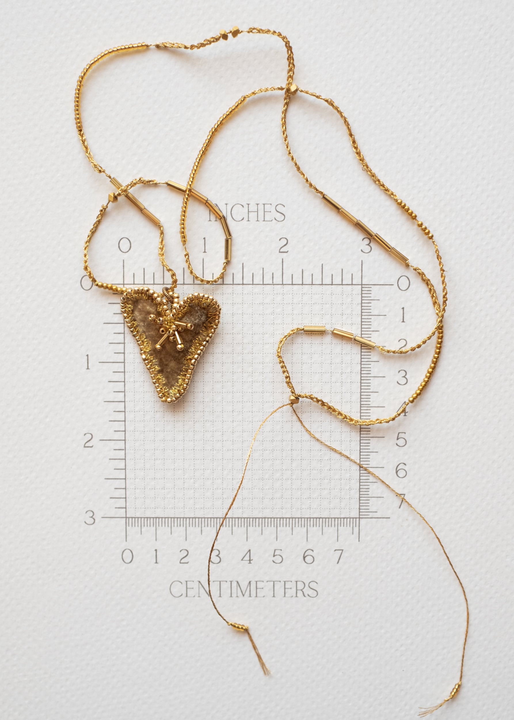Honey Gold Velvet Heart Necklace