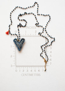 Chambray Blue Tassel Heart Necklace by Atelier 363, photo e