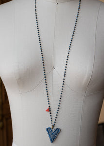 Chambray Blue Tassel Heart Necklace by Atelier 363, photo f