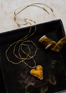 Deep Gold Velvet Heart Necklace by Atelier 363, photo e